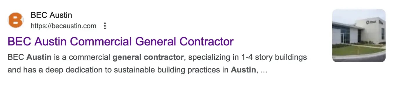 google meta results for general contractors