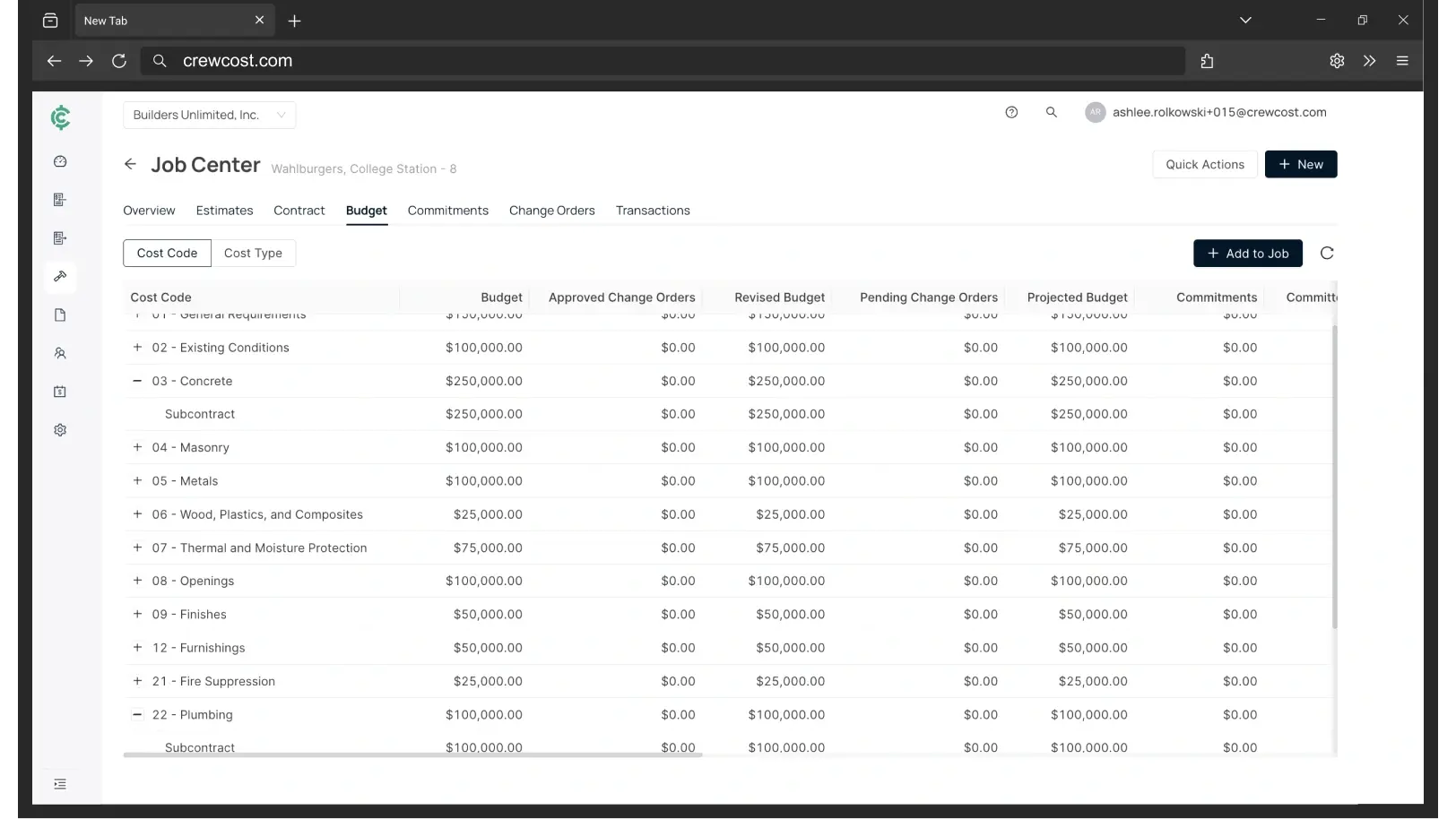 CrewCost Hero Job Costing Dash