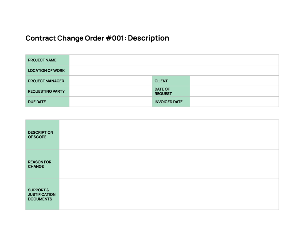 Free] Download Your Change Order Form for Construction for Free Printable Construction Change Order Forms